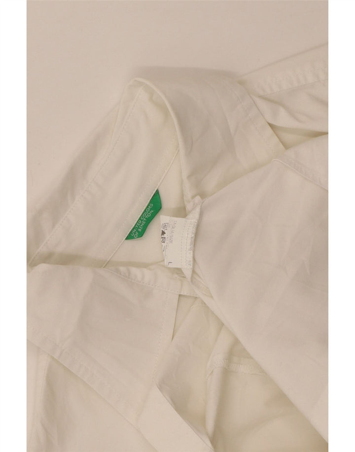 Camisa Benetton Mujer ES 44 Grande Blanco