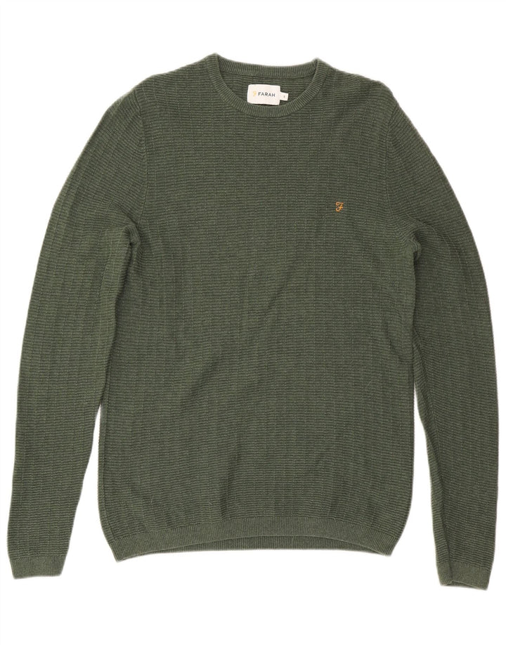 Farah Hombre Jersey De Cuello Redondo Jersey Pequeño Algodón Verde