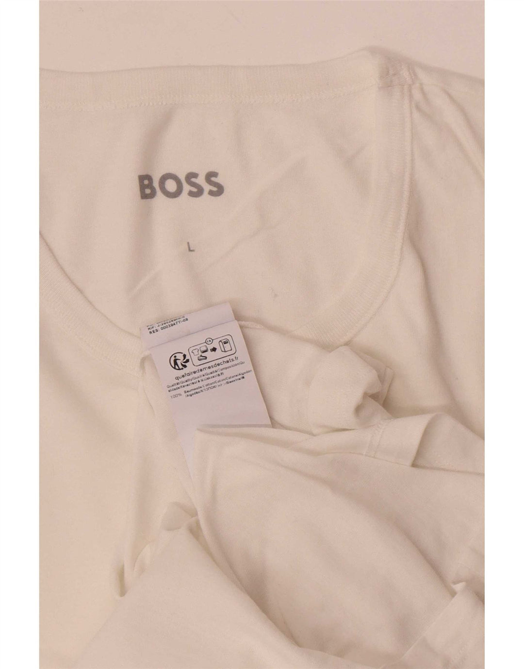 Hugo Boss Hombre Camiseta Top Grande Algodón Blanco
