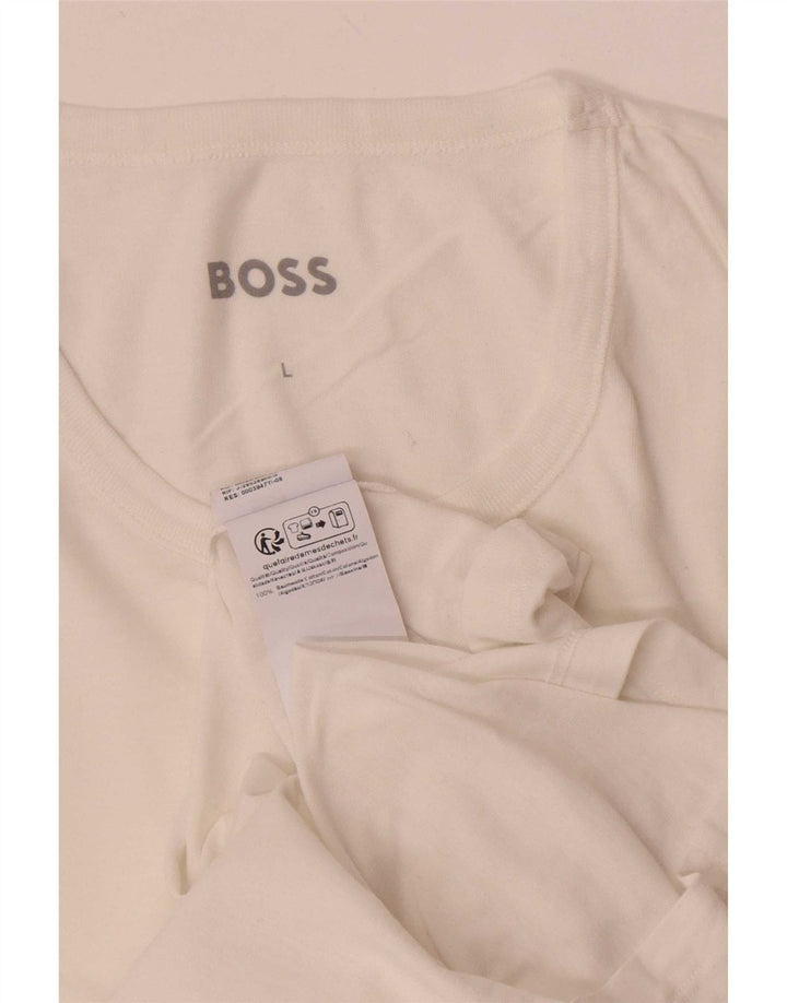 Hugo Boss Hombre Camiseta Top Grande Algodón Blanco
