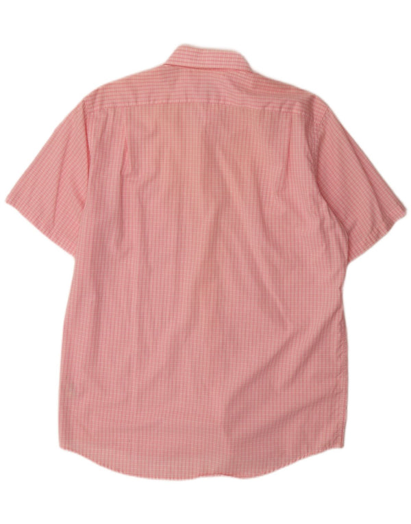 Camisa de manga corta para hombre Lacoste Talla 42 Algodón a cuadros rosa grande