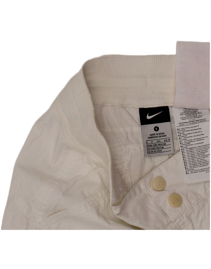 NIKE Pantalones cortos chinos para niños, 8-9 años, pequeño, W26, algodón blanco