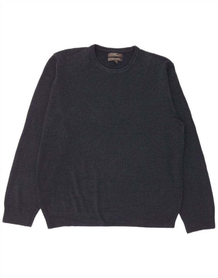 Marks & Spencer - Jersey de cuello redondo para hombre, talla 2XL, acrílico azul marino