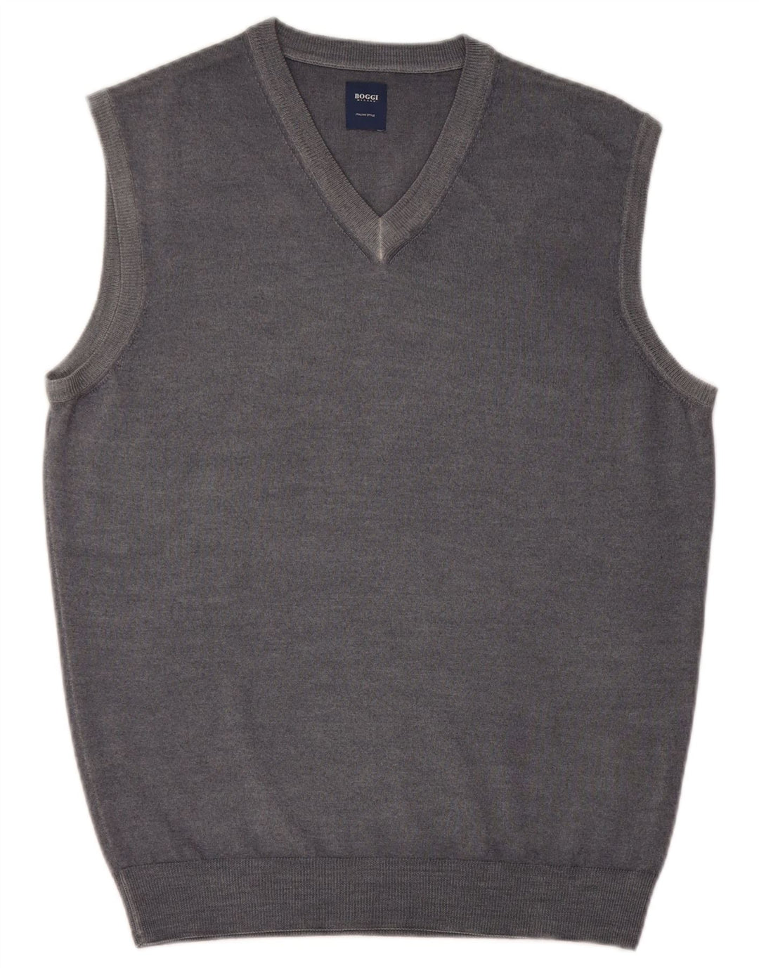 Boggi Hombre Chaleco Camiseta Sin Mangas Gris Medio Lana Nueva