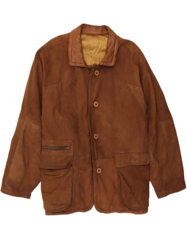 Chaqueta de cuero vintage para hombre IT 52 XL Marrón