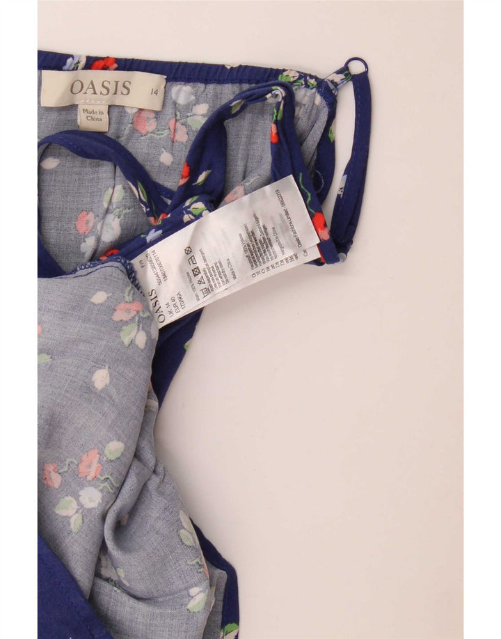 Oasis Top Cami Mujer UK 44 Viscosa Floral Azul Medio