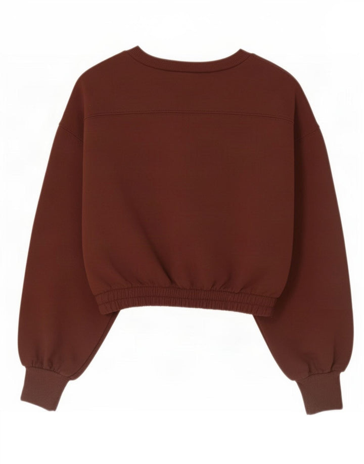 Zara Mujer Crop Sudadera Jumper UK 10 Small Marrón