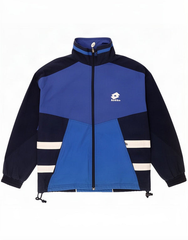 Lotto Chaqueta superior de chándal para hombre Small Azul marino Algodón con bloques de color