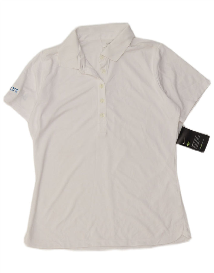 Nike Polo Dri Fit para mujer UK 12 Medio Blanco Poliéster