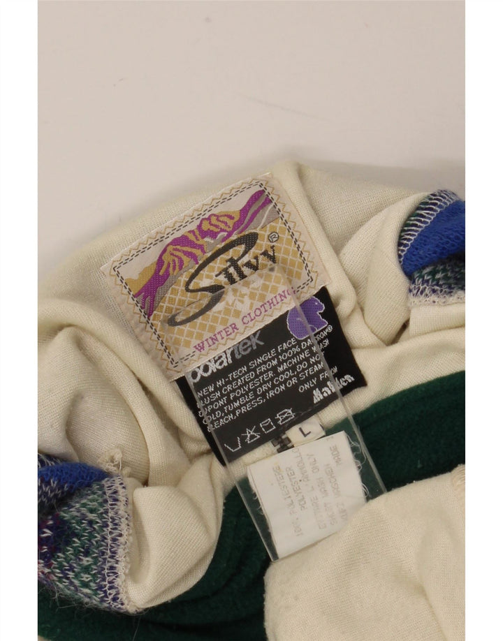 Silvy Jersey de forro polar con cuello y cremallera para mujer UK 46 Large Poliéster con bloques de color blanco