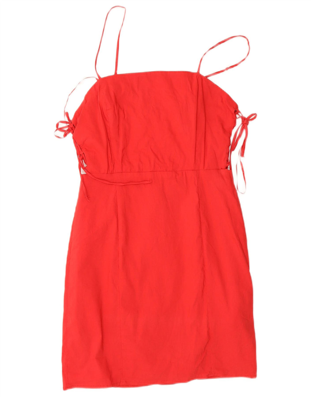 Zara Mujer Vestido De Verano Reino Unido 12 Medio Rojo Algodón