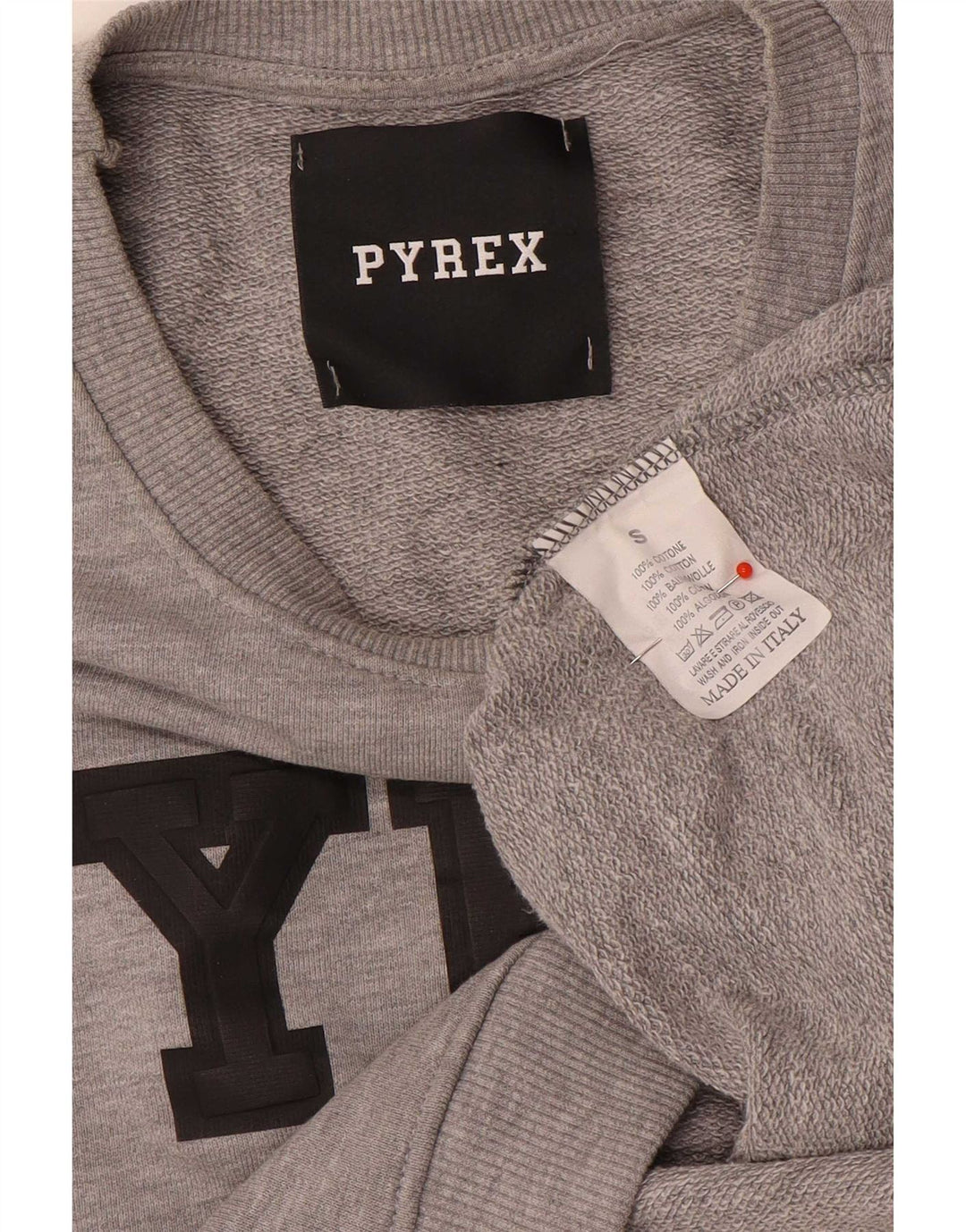 Pyrex Mujer Oversize Crop Graphic Sudadera Jumper UK 10 Small Gris