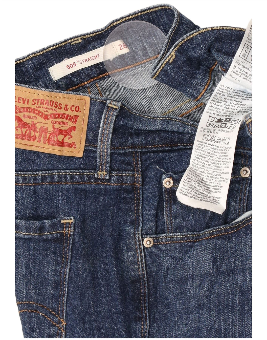 Vaqueros Levi's Mujer 505 Rectos W28 L32 Algodón Azul
