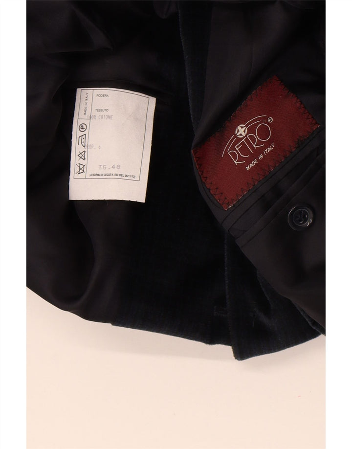 Chaqueta RETRO de terciopelo con 4 botones para hombre IT 48 Algodón azul marino mediano