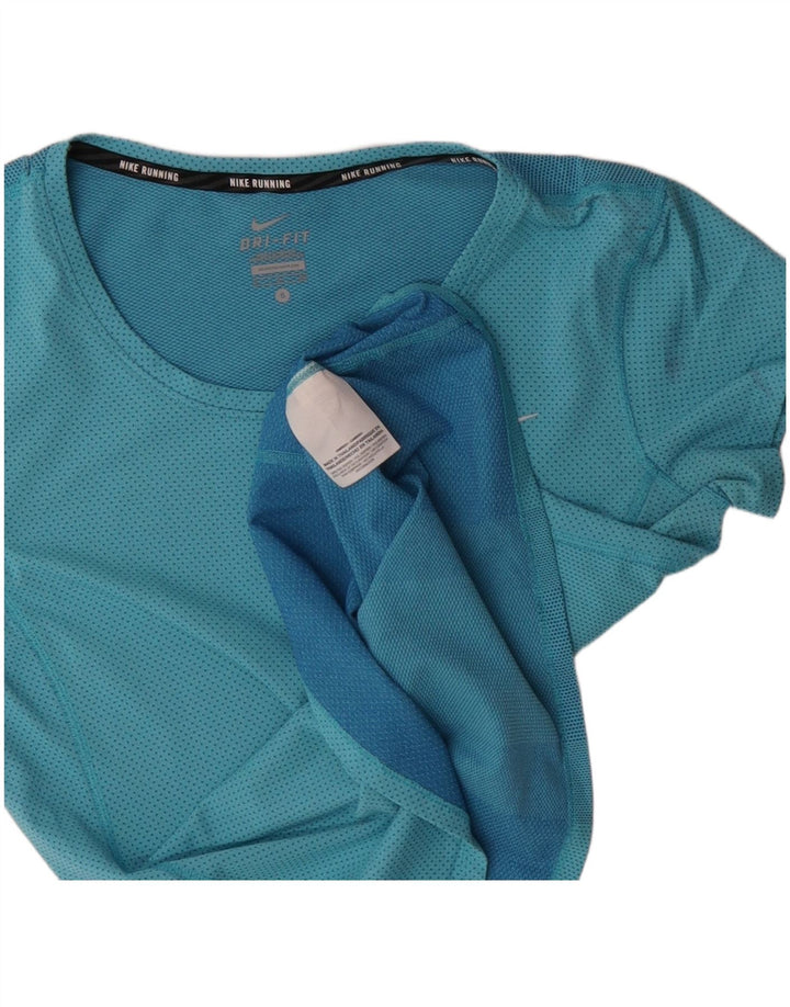 Nike Camiseta Dri Fit para mujer UK 10 Small Blue Colourblock Poliéster