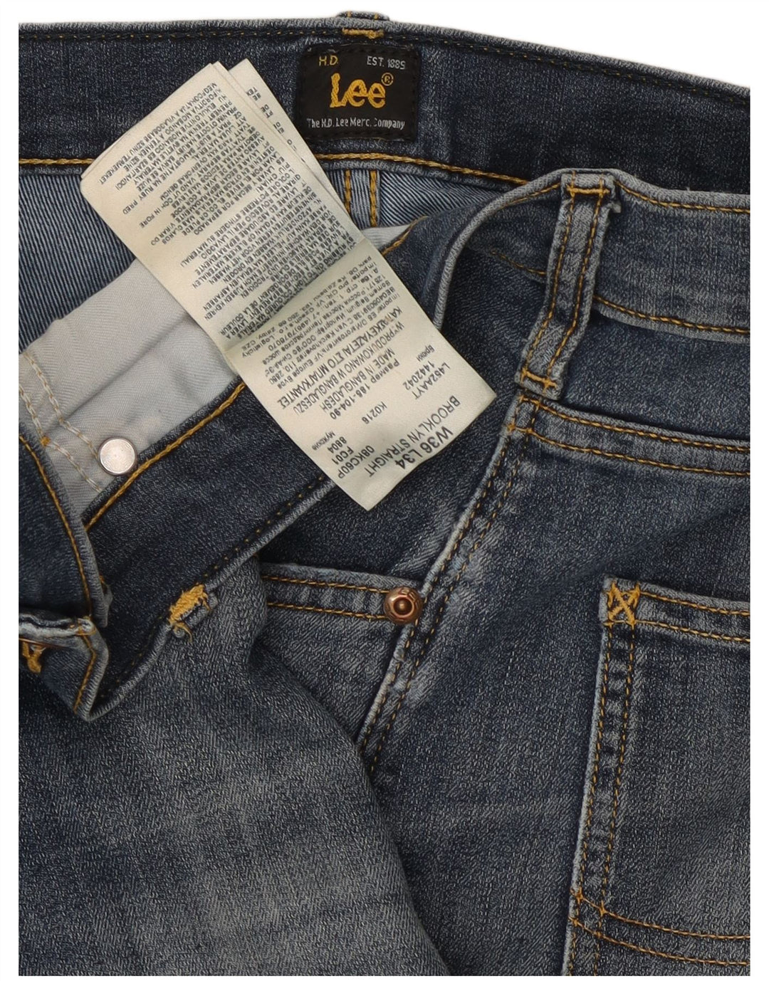 Lee Vaqueros Rectos Brooklyn Para Hombre W36 L34 Algodón Azul