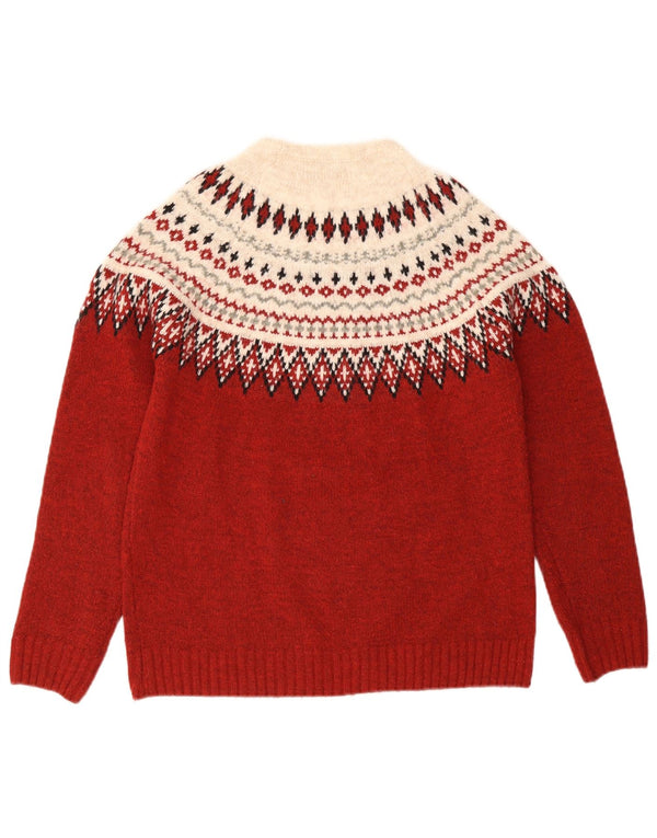 Rifle Jersey de cuello redondo para mujer UK 10 Small Borgoña Fair Isle