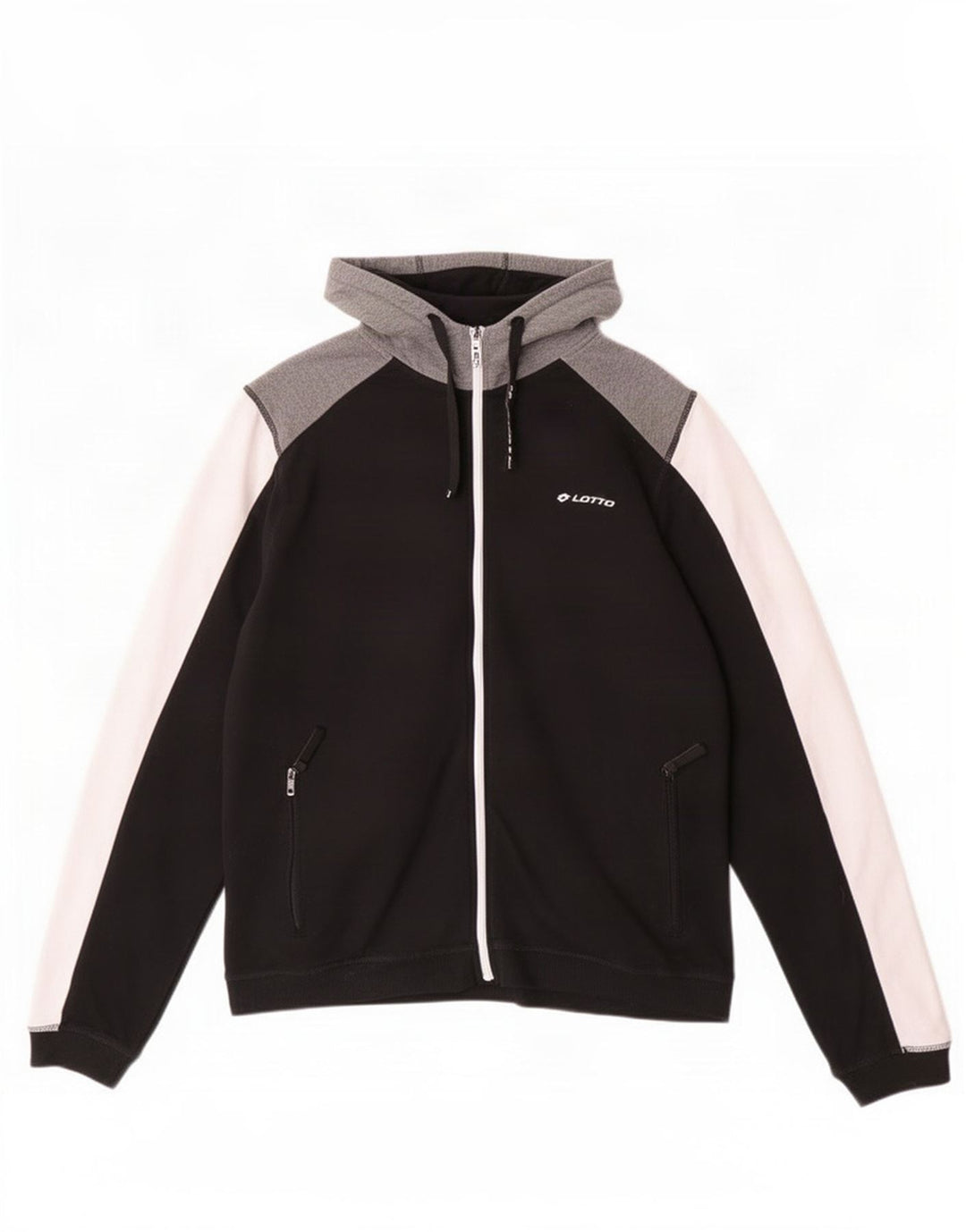 Lotto Sudadera con capucha y cremallera para hombre XL Poliéster color block negro
