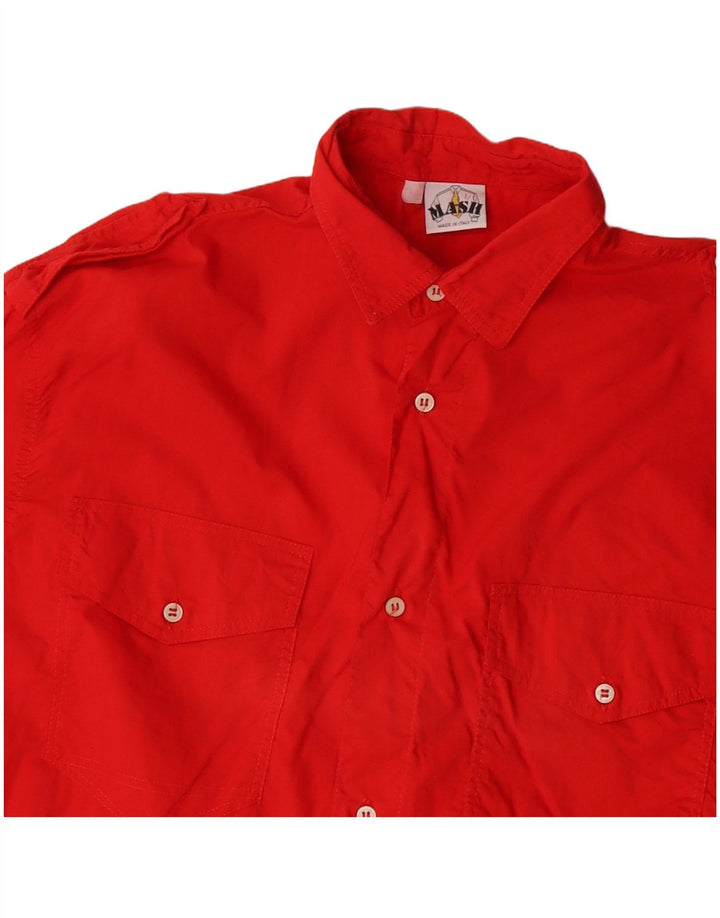 MASH Camisa militar para hombre de algodón rojo mediano