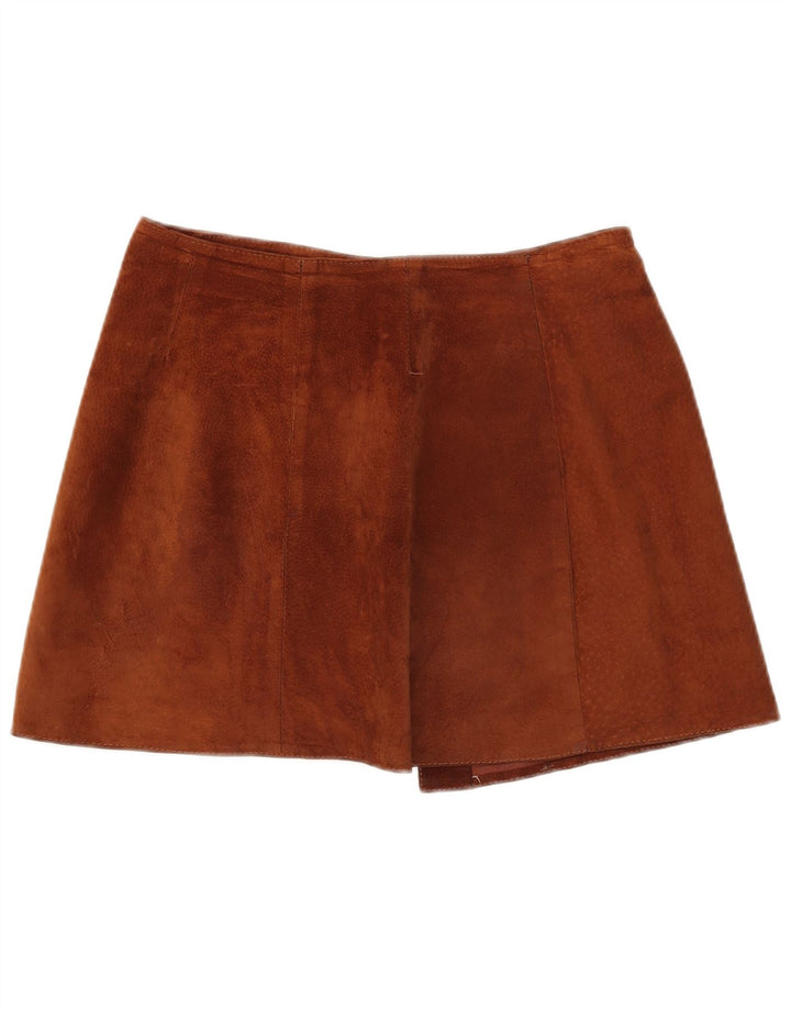 Falda de ante vintage para mujer grande W32 cuero marrón