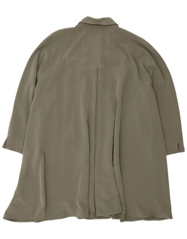 Vintage mujer suelta ajuste abrigo Reino Unido 20 2XL poliéster verde