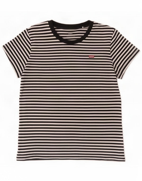 Levi's Camiseta para mujer Top UK 44 Medium Black Stripe Cotton