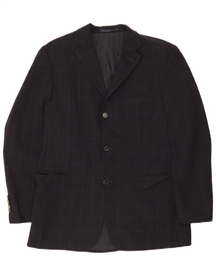 Hugo Boss Chaqueta tipo blazer de 3 botones para hombre UK 38 Medium Navy Blue Check
