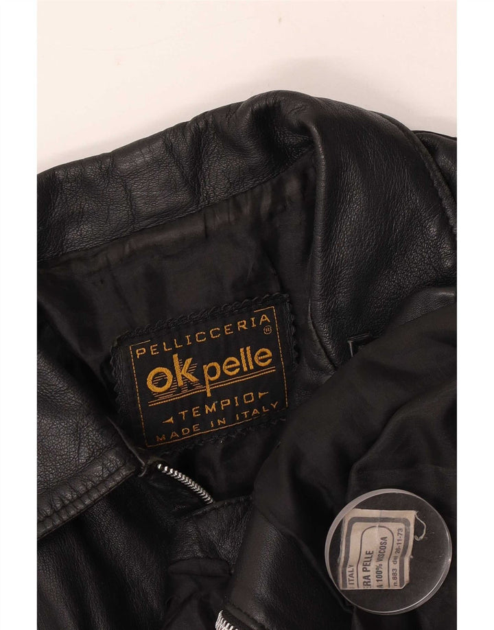 Pellicceria Chaqueta de cuero para mujer UK 44 Mediana Negro