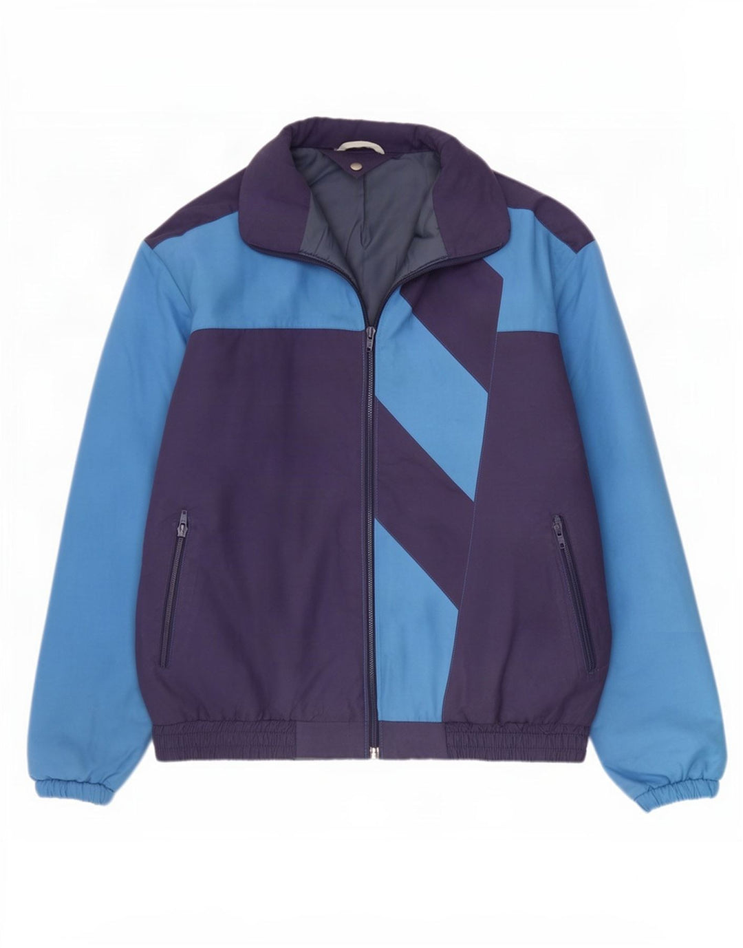 Vintage hombres bomber chaqueta Reino Unido 40 grande azul marino colorblock poliéster
