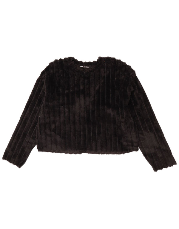 Zara Mujer Crop Jersey De Forro Extragrande UK 8 Small Poliéster Negro