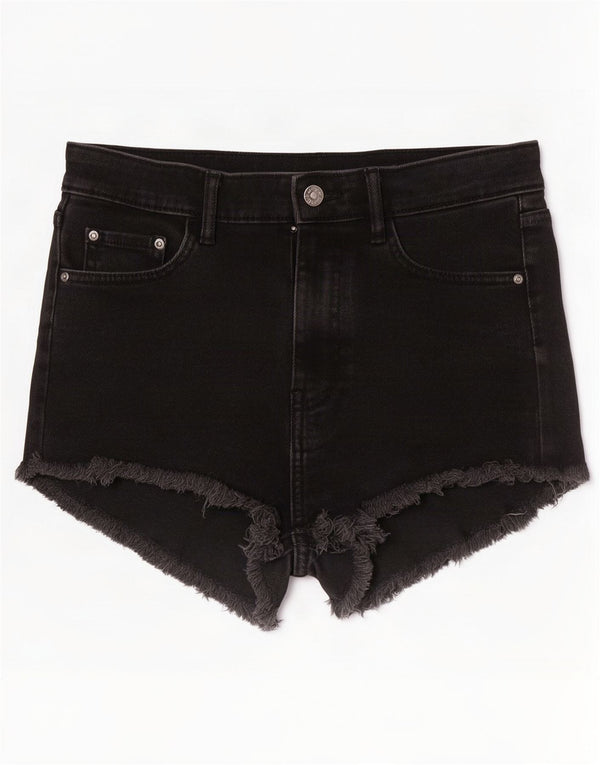 Zara Pantalones cortos vaqueros de cintura alta para mujer EU 36 XS W26 Algodón negro
