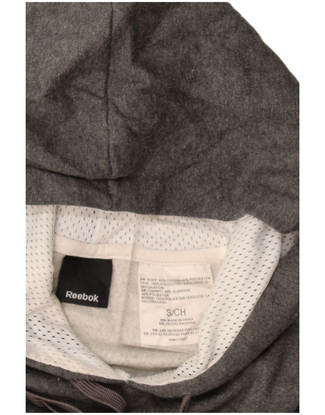 Reebok - Sudadera con capucha para hombre, diseño gráfico, talla pequeña, algodón gris