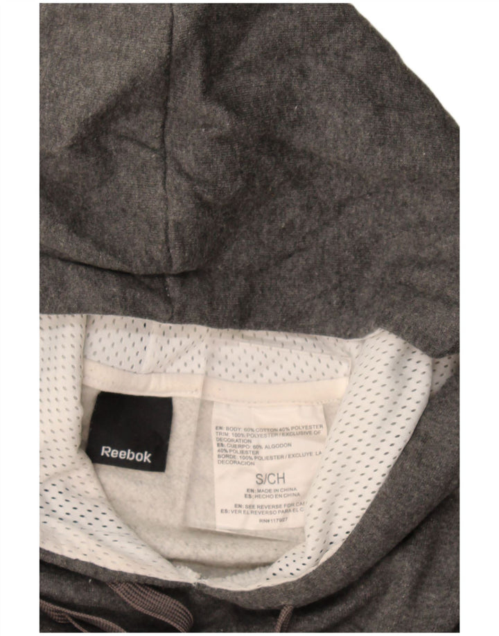 Reebok - Sudadera con capucha para hombre, diseño gráfico, talla pequeña, algodón gris