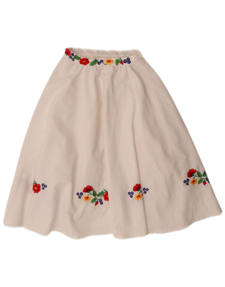 VINTAGE Womens A-Line Skirt W22 2XS  White Floral