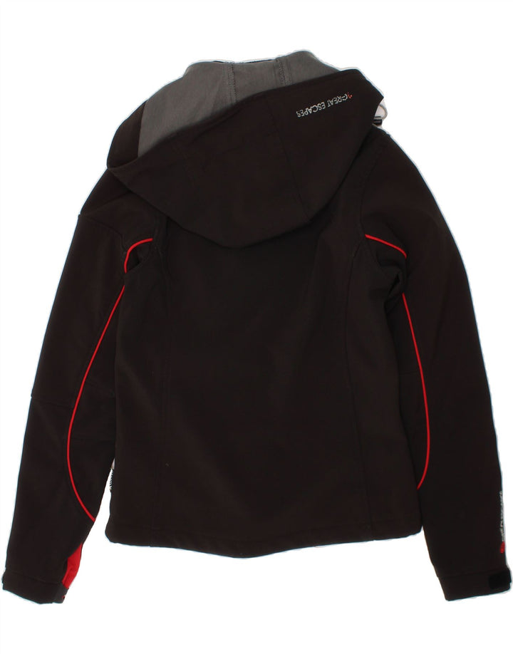 GREAT ESCAPES Womens Crop Hooded Bomber Jacket UK 4 XS Black Polyester Vintage Great Escapes and Second-Hand Great Escapes from Messina Hembry 