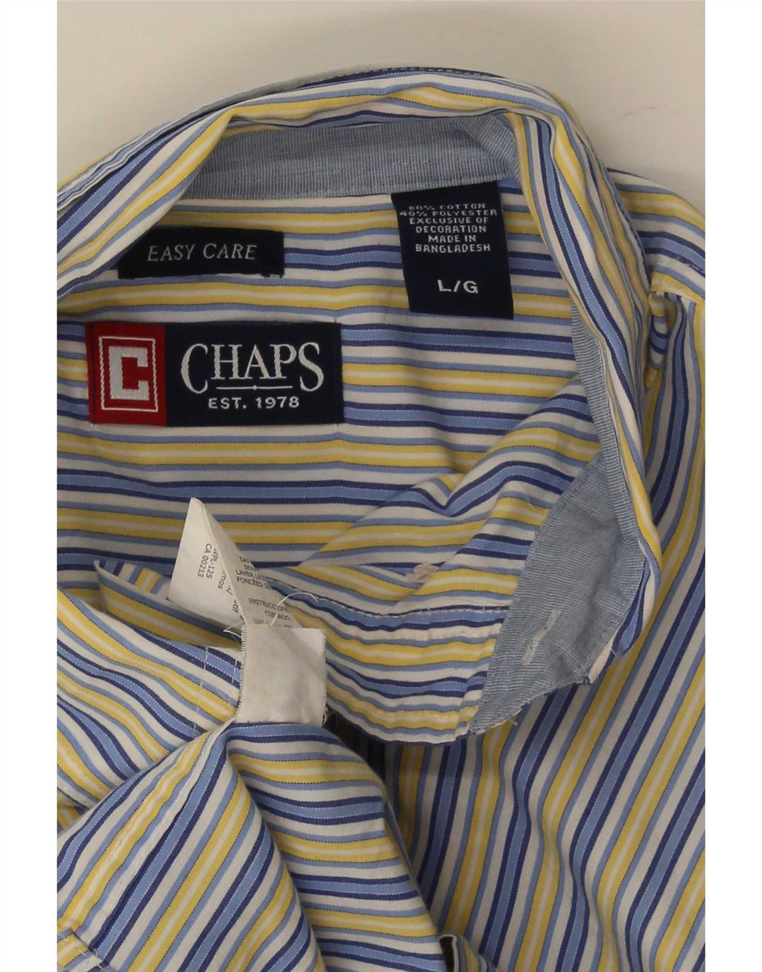 Chaps Camisa de corte regular para hombre de algodón a rayas azules grandes