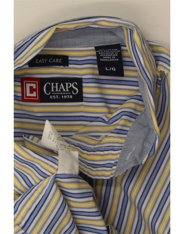 Chaps Camisa de corte regular para hombre de algodón a rayas azules grandes