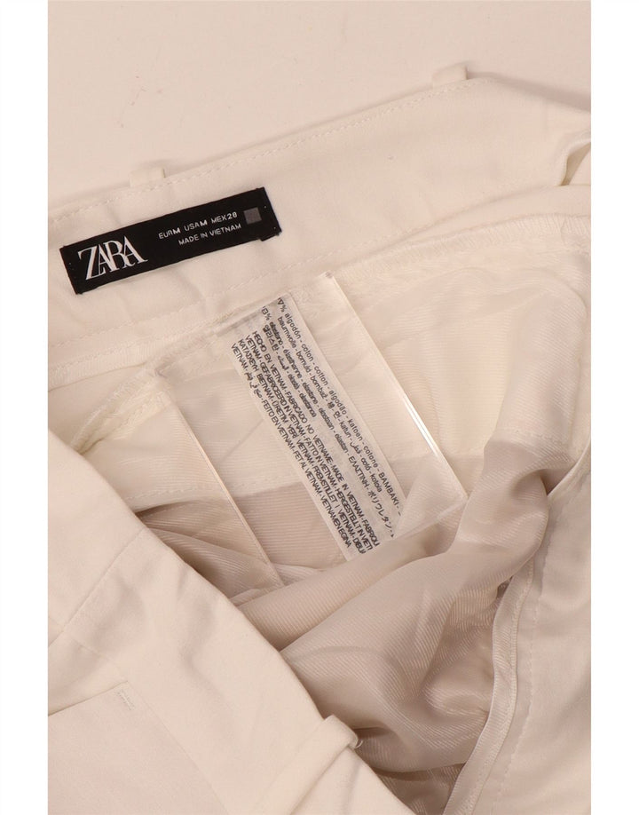 Pantalón Corto Chino Zara Mujer Mediano W28 Algodón Blanco