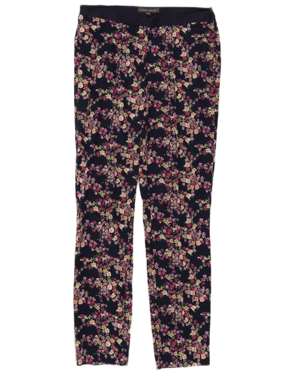Laura Ashley Pantalones Casuales para Mujer UK 10 Small W30 L28 Azul Marino Floral