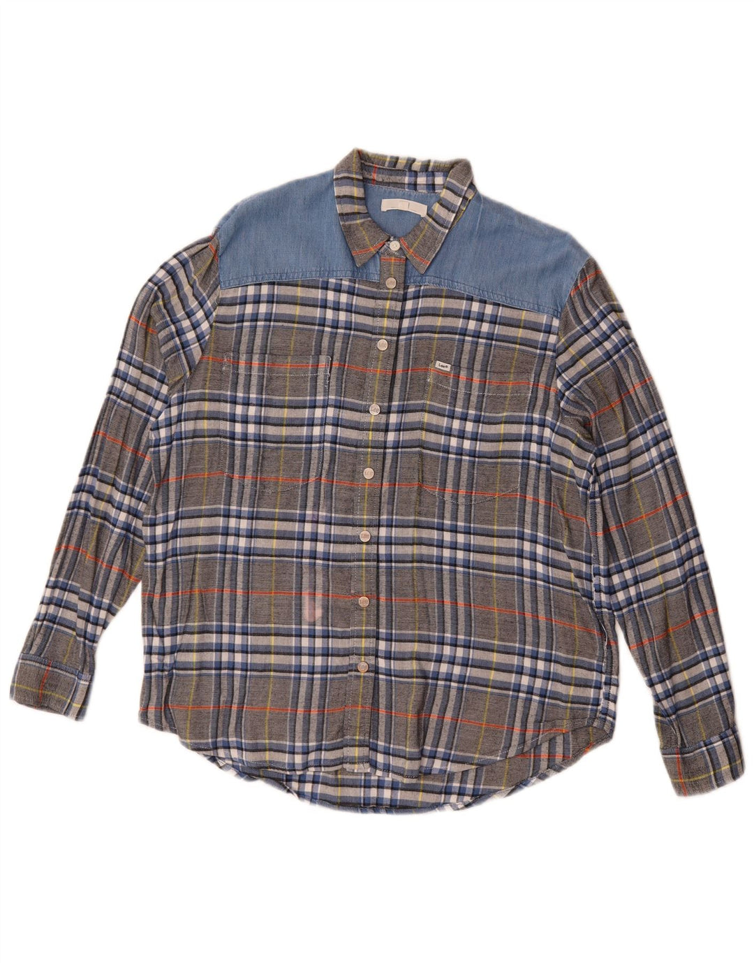 Camisa de franela para mujer Lee UK 46 Large Grey Plaid Viscose