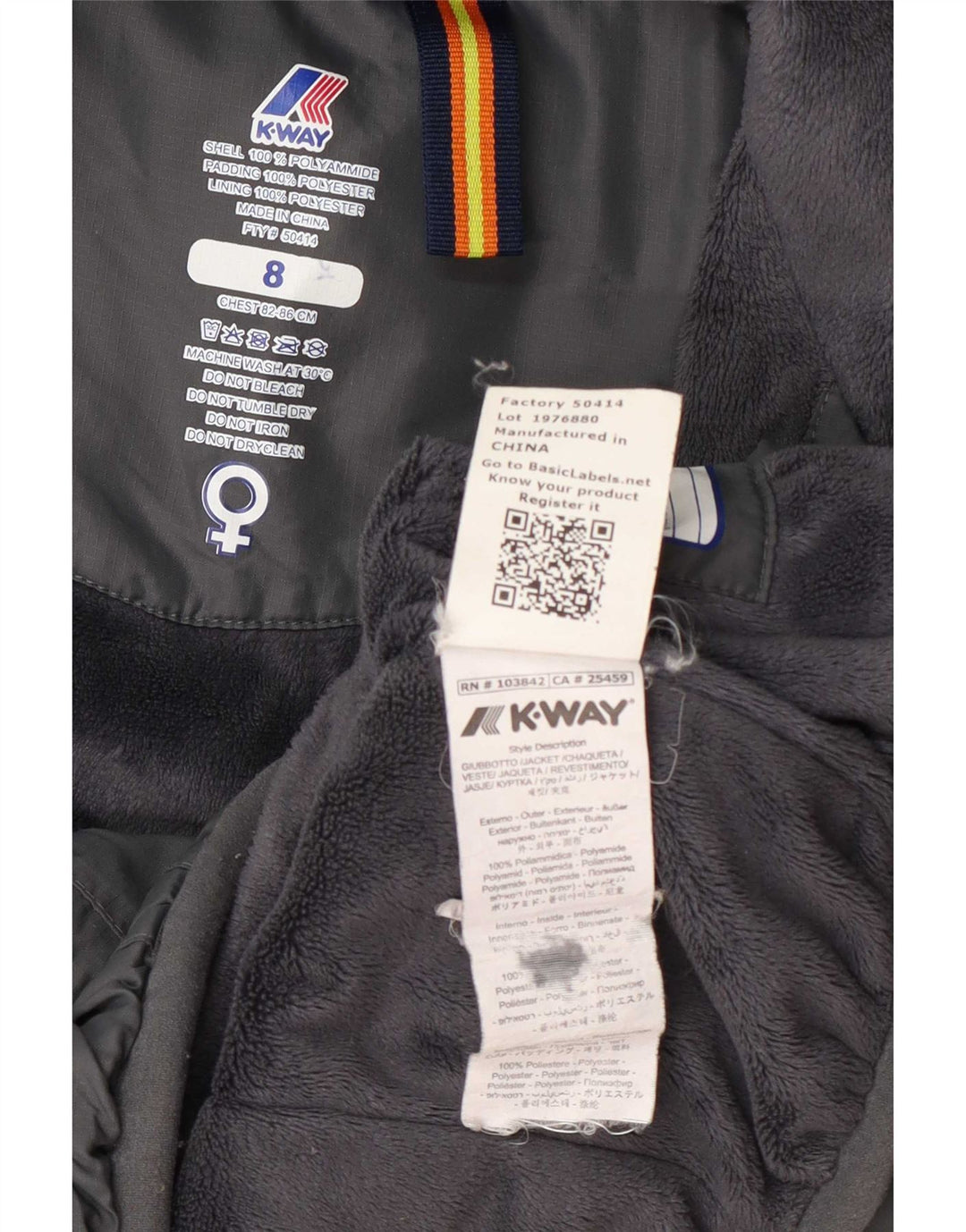 K-Way Chaqueta cortavientos con capucha para mujer UK 8 Small Gris Poliamida