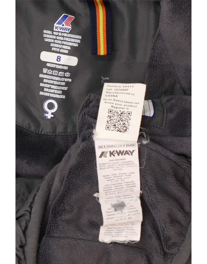 K-Way Chaqueta cortavientos con capucha para mujer UK 8 Small Gris Poliamida