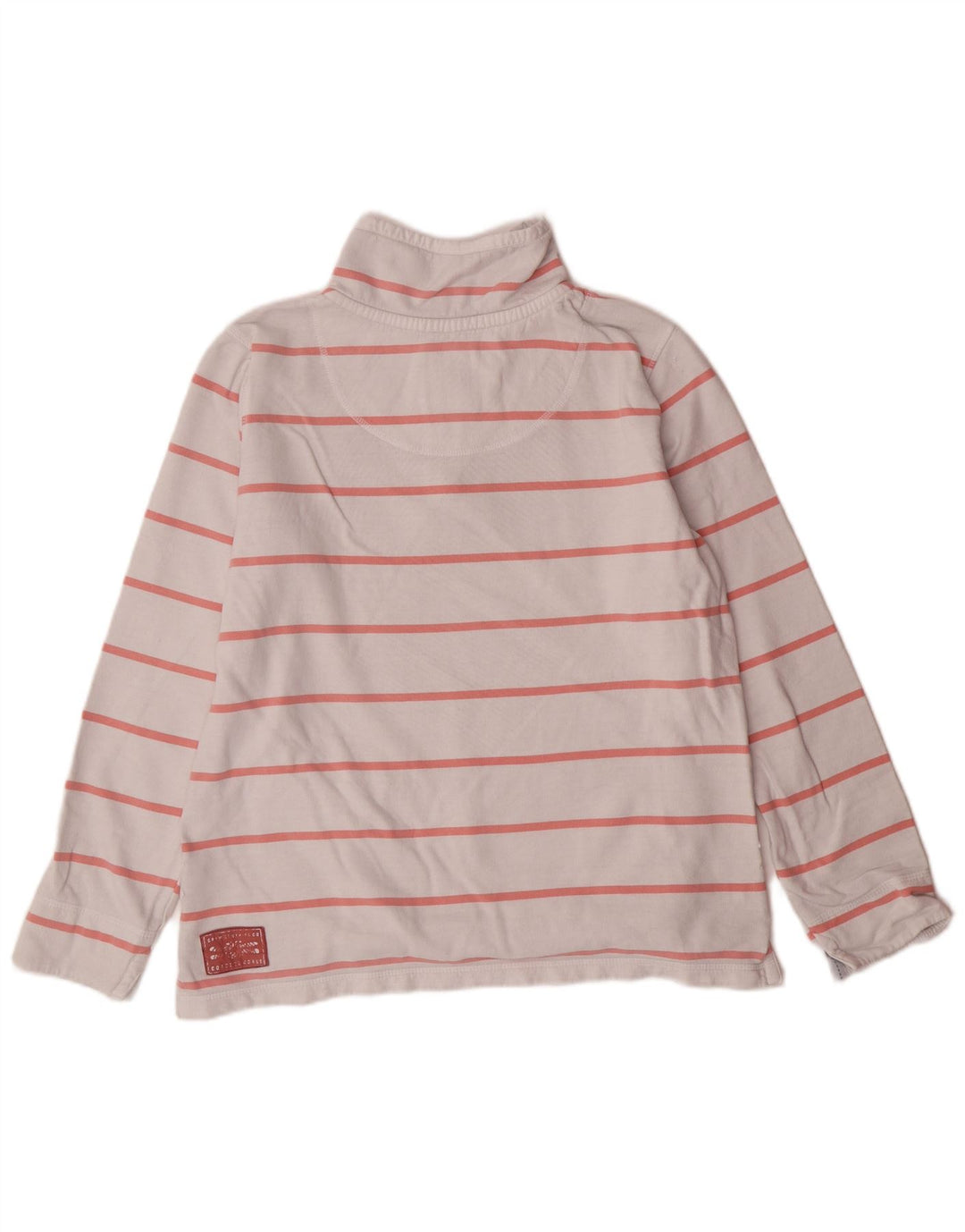 CREW CLOTHING Sudadera con cuello y cremallera para mujer, talla 40, talla mediana, color blanco a rayas