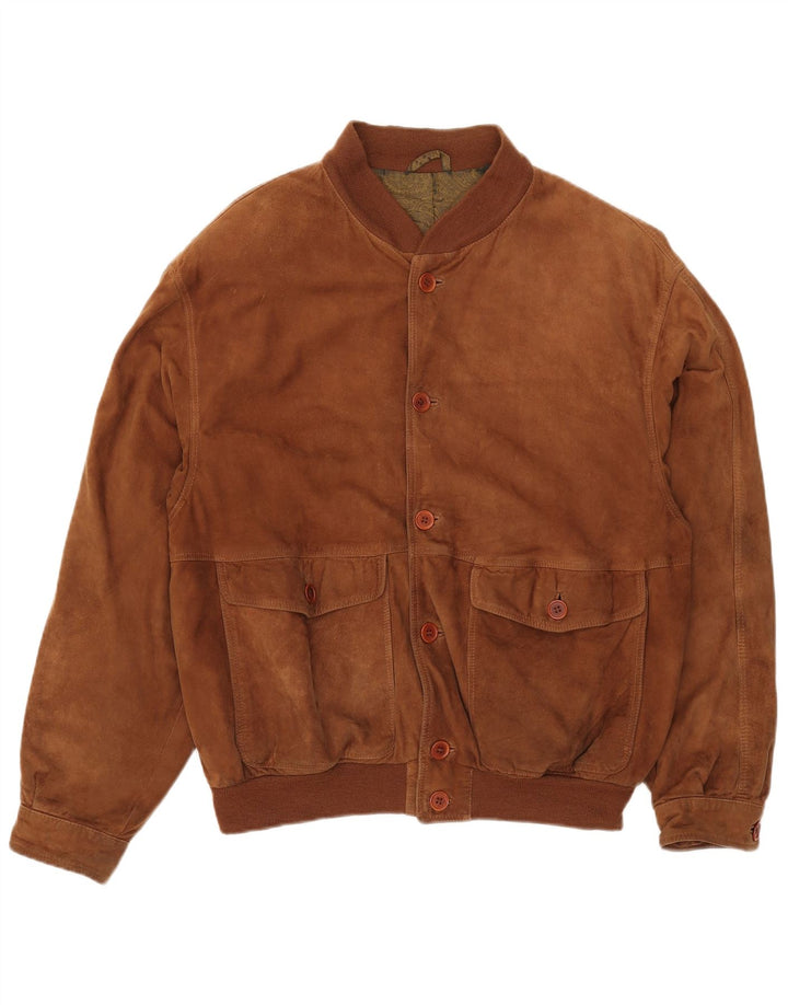 Vintage hombres ante bomber chaqueta IT 54 2XL cuero marrón