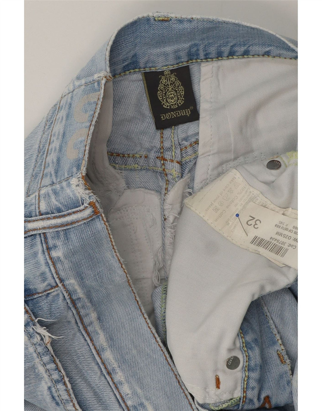 Dondup Pantalones cortos de mezclilla desgastados para hombre W32 Algodón azul medio