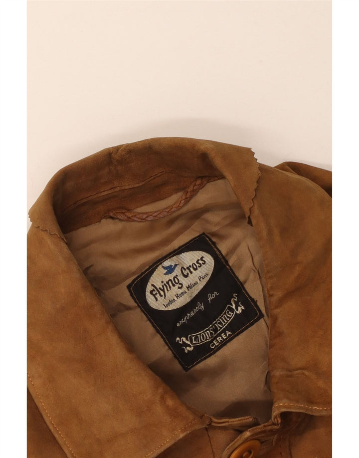 Flying Cross Chaqueta de ante corta para mujer UK 12 Medium Beige
