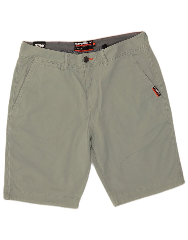 Superdry Pantalones cortos chinos de corte slim W32 de algodón verde medio para hombre