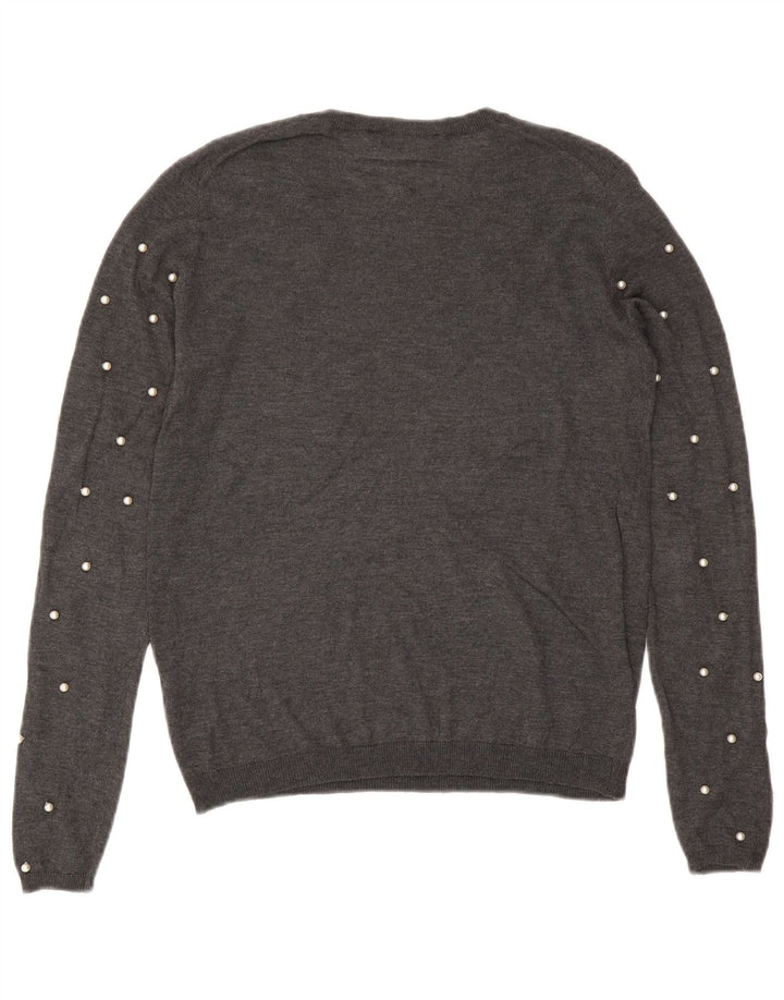 Zara Mujer Cuello Redondo Jersey Jersey UK 10 Small Gris Modal