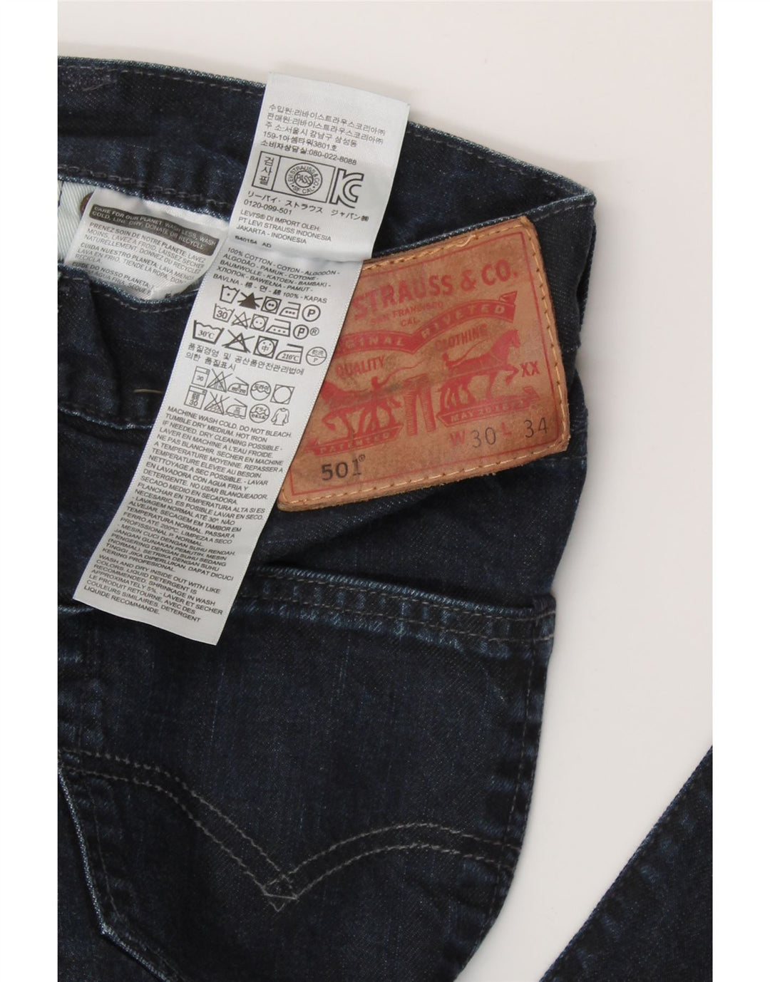 LEVI'S Jeans rectos 501 para hombre W30 L34 Algodón azul marino
