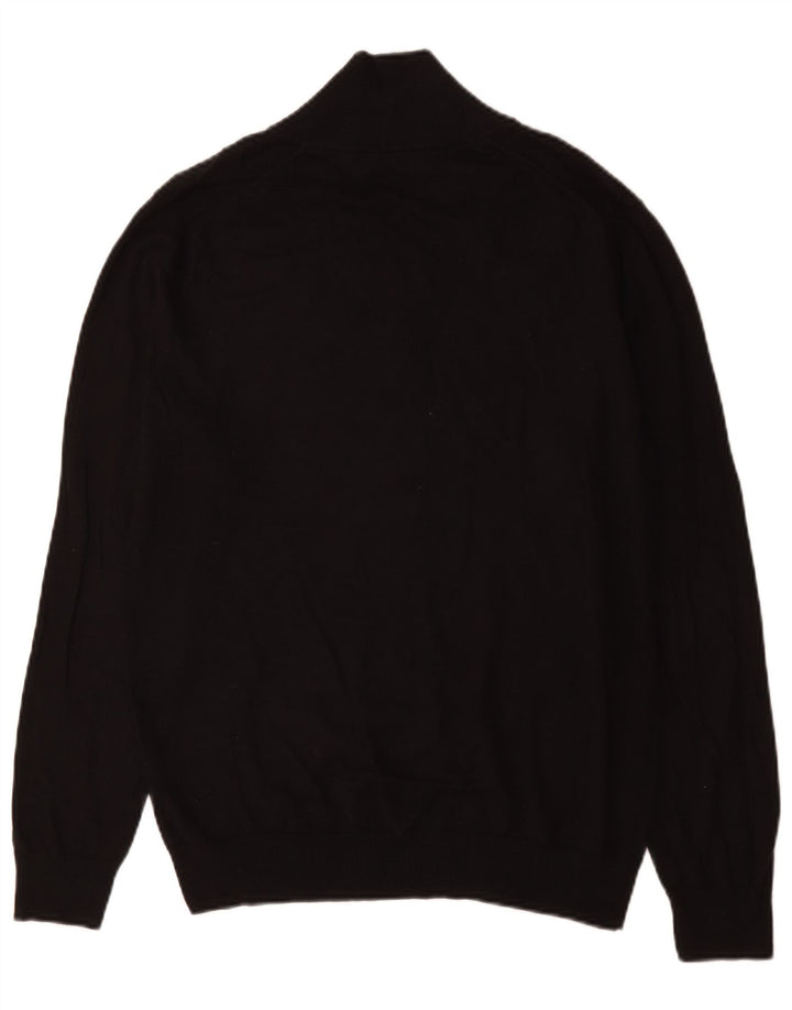 Reiss Jersey con cuello y botones para hombre, talla grande, algodón negro
